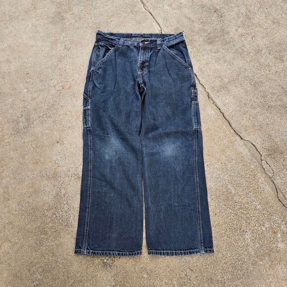 Vtg Y2k ARIZONA JEAN CO Metallic Dark Wash Carpenter Jeans Tagged 33 x 30 - Picture 1 of 7